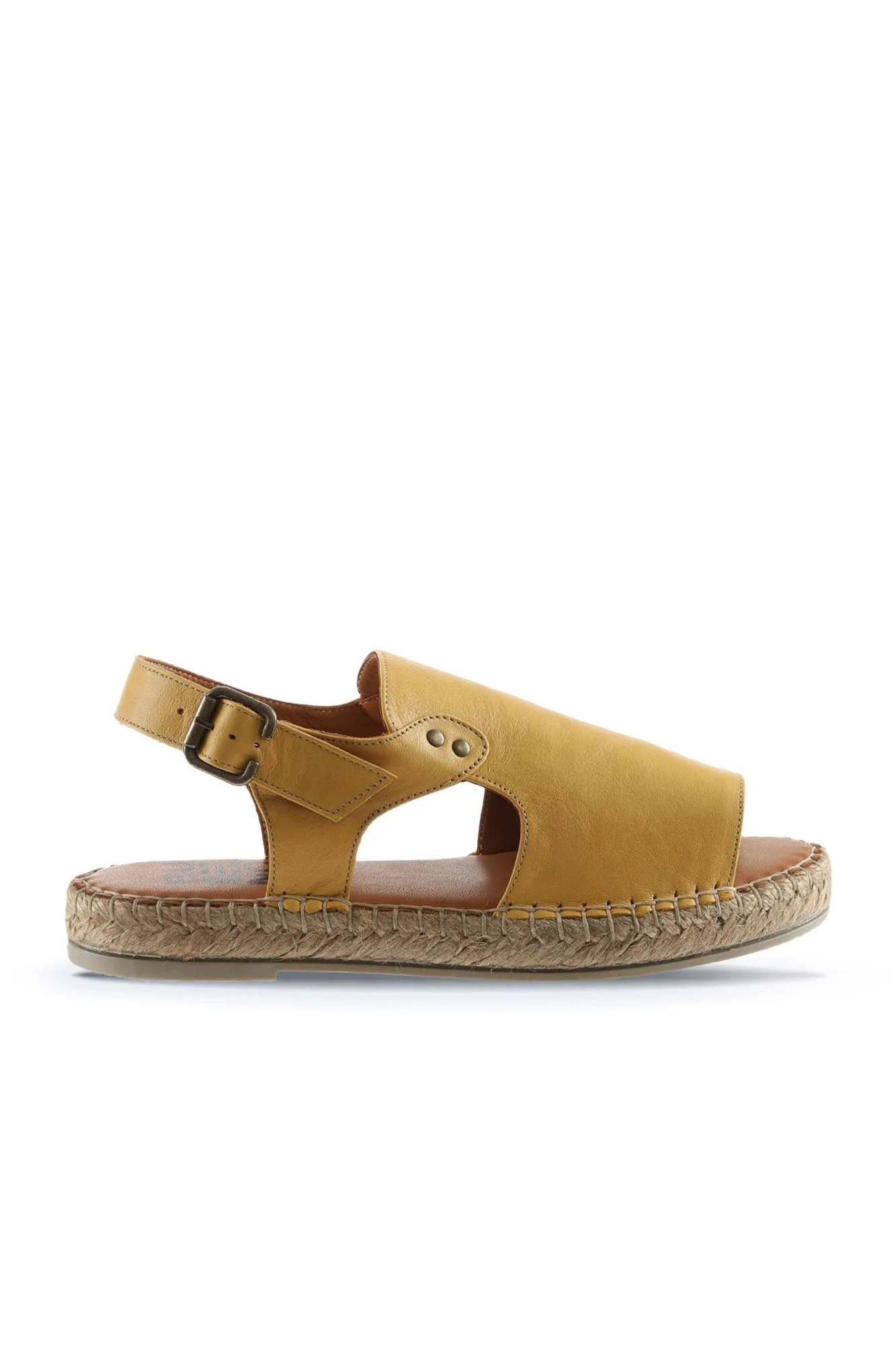Sarı Deri Kadın Espadril Sandalet