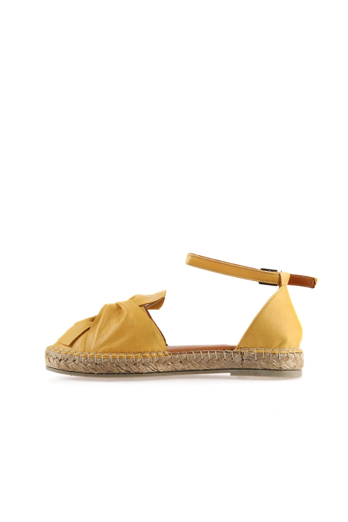 Sarı Deri Kadın Espadril Sandalet