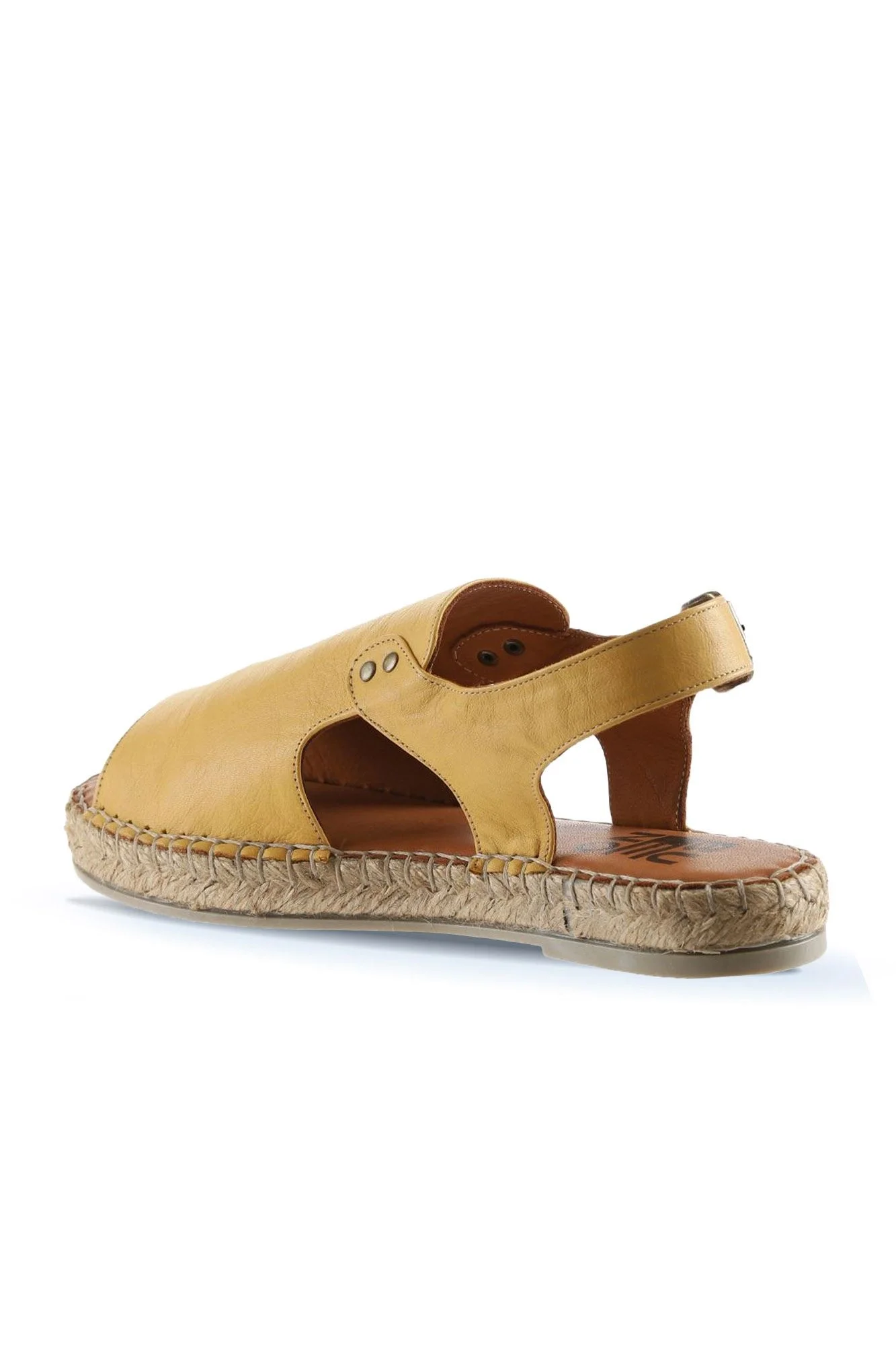 Sarı Deri Kadın Espadril Sandalet