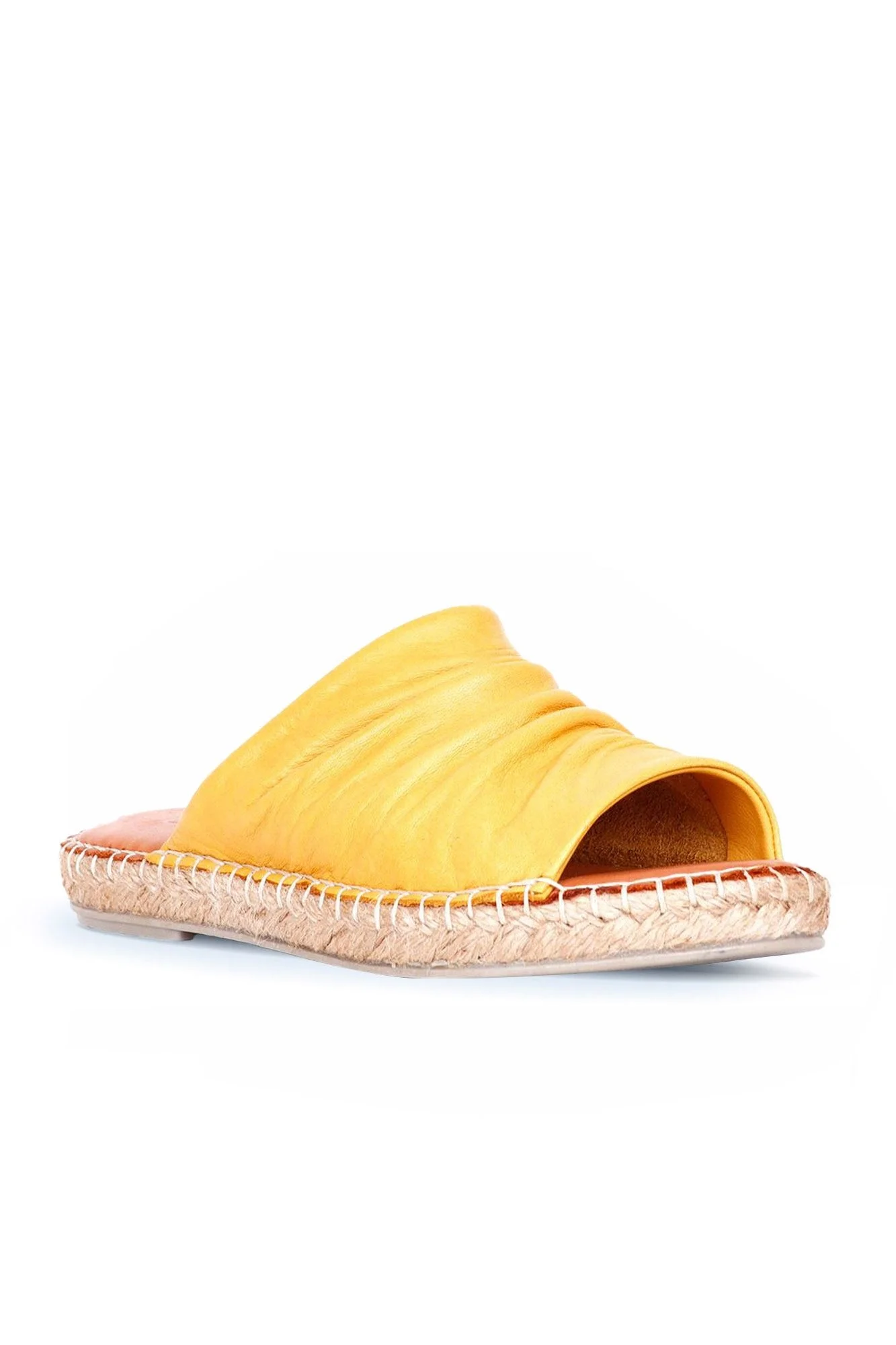 Sarı Deri Kadın Espadril Terlik