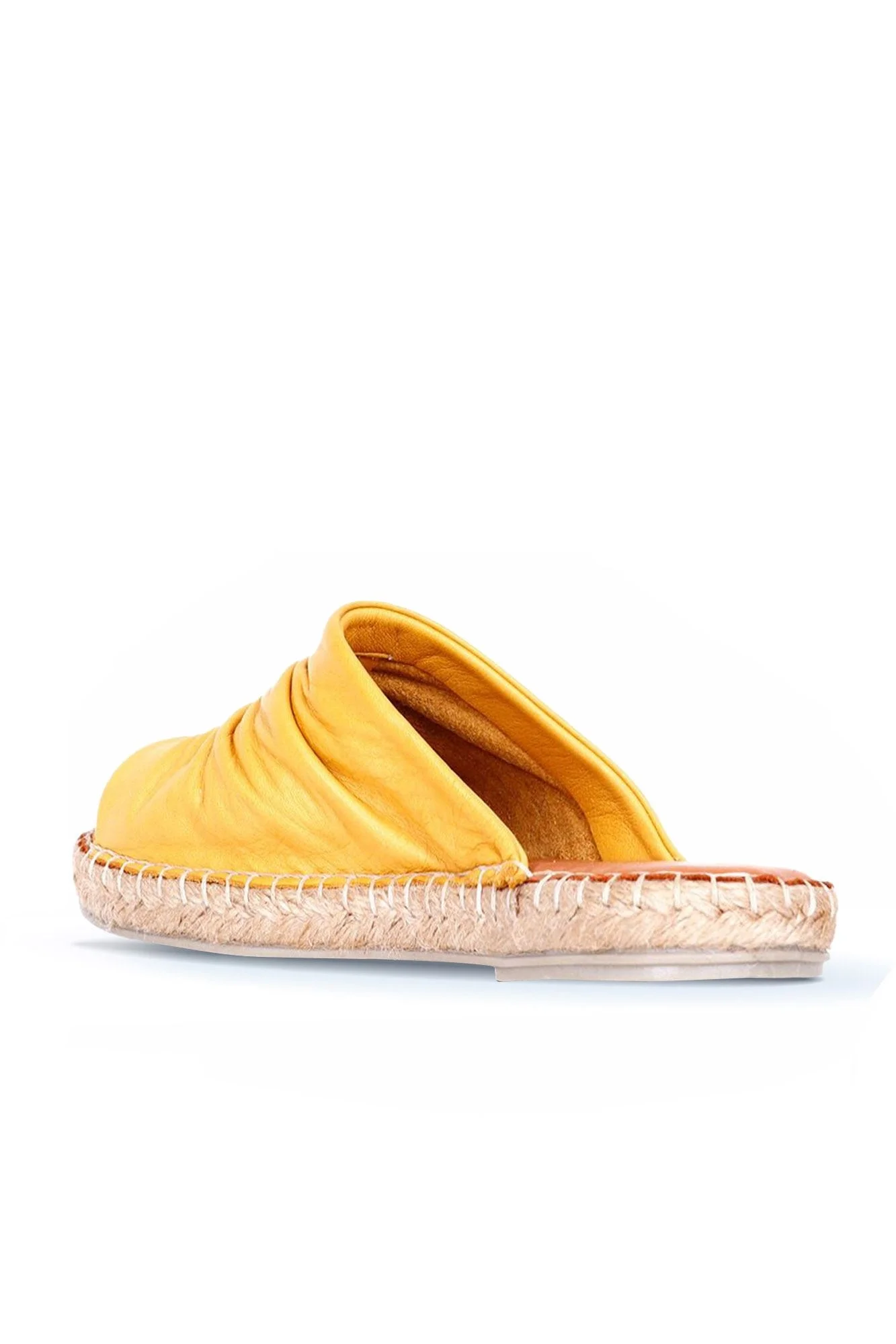 Sarı Deri Kadın Espadril Terlik
