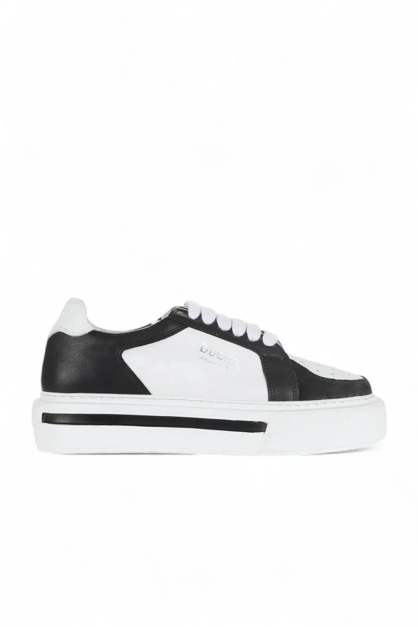 Siyah Beyaz Deri-Süet Kadın Sneakers