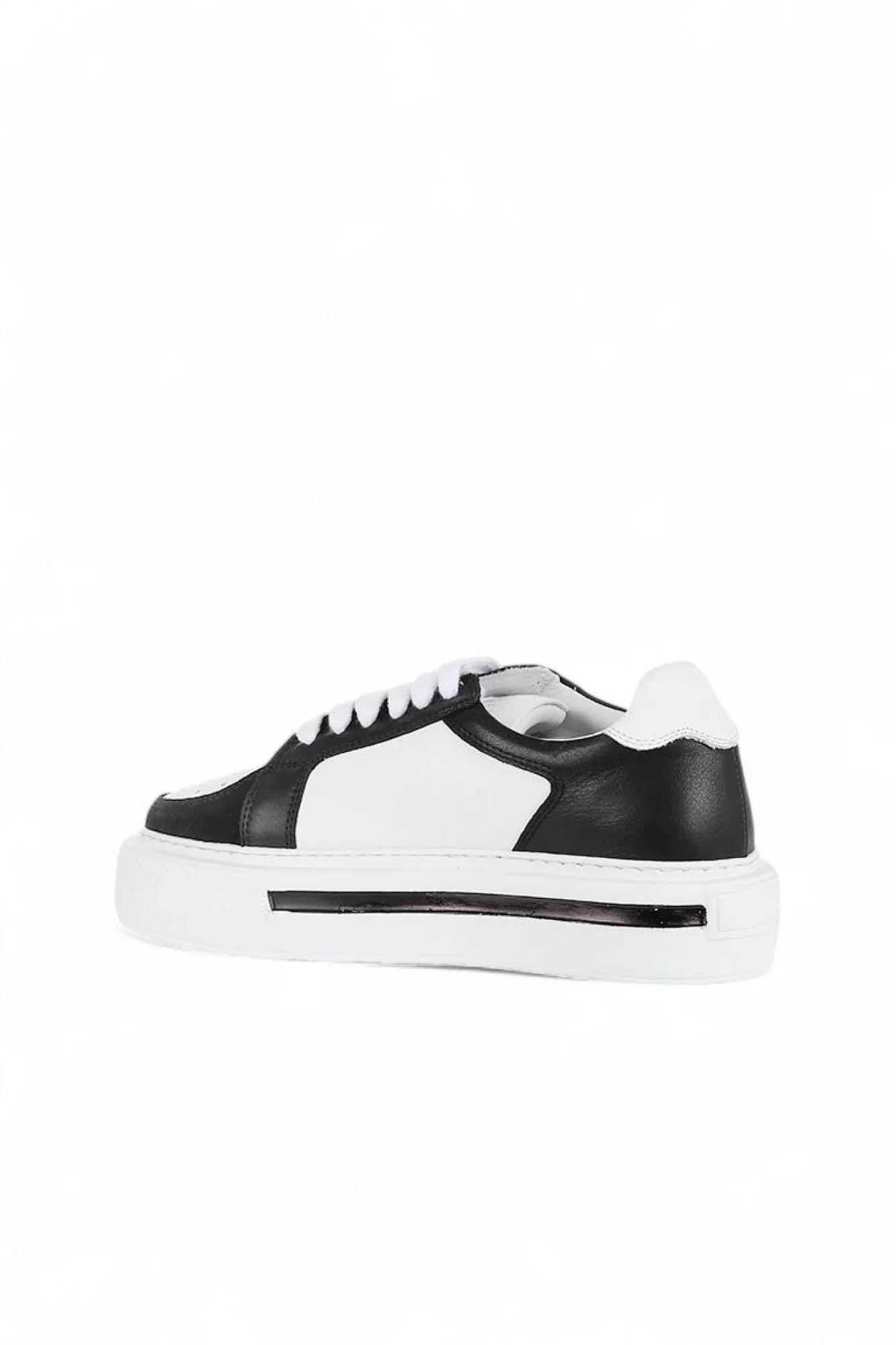 Siyah Beyaz Deri-Süet Kadın Sneakers