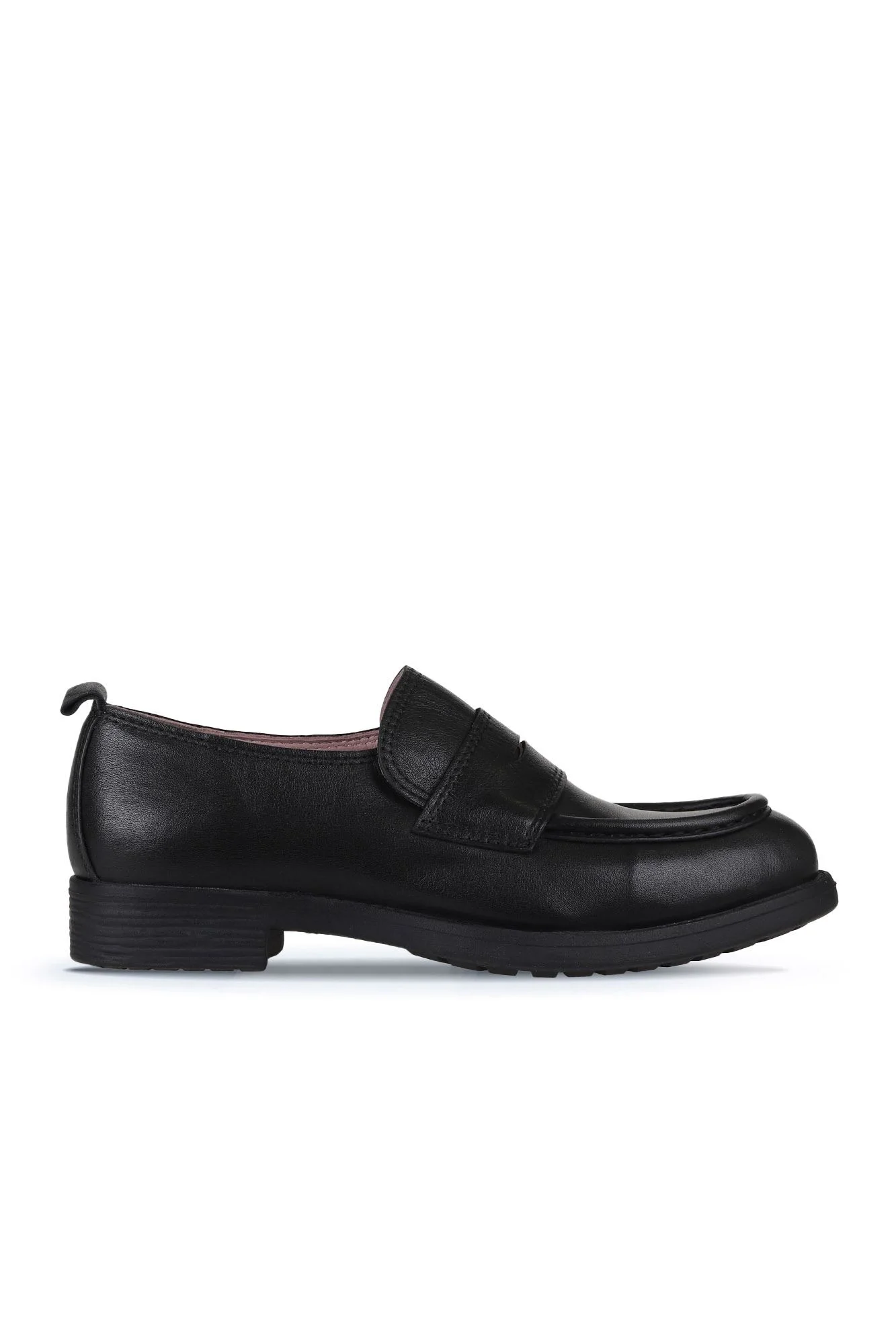 Siyah Deri Kadın Loafer