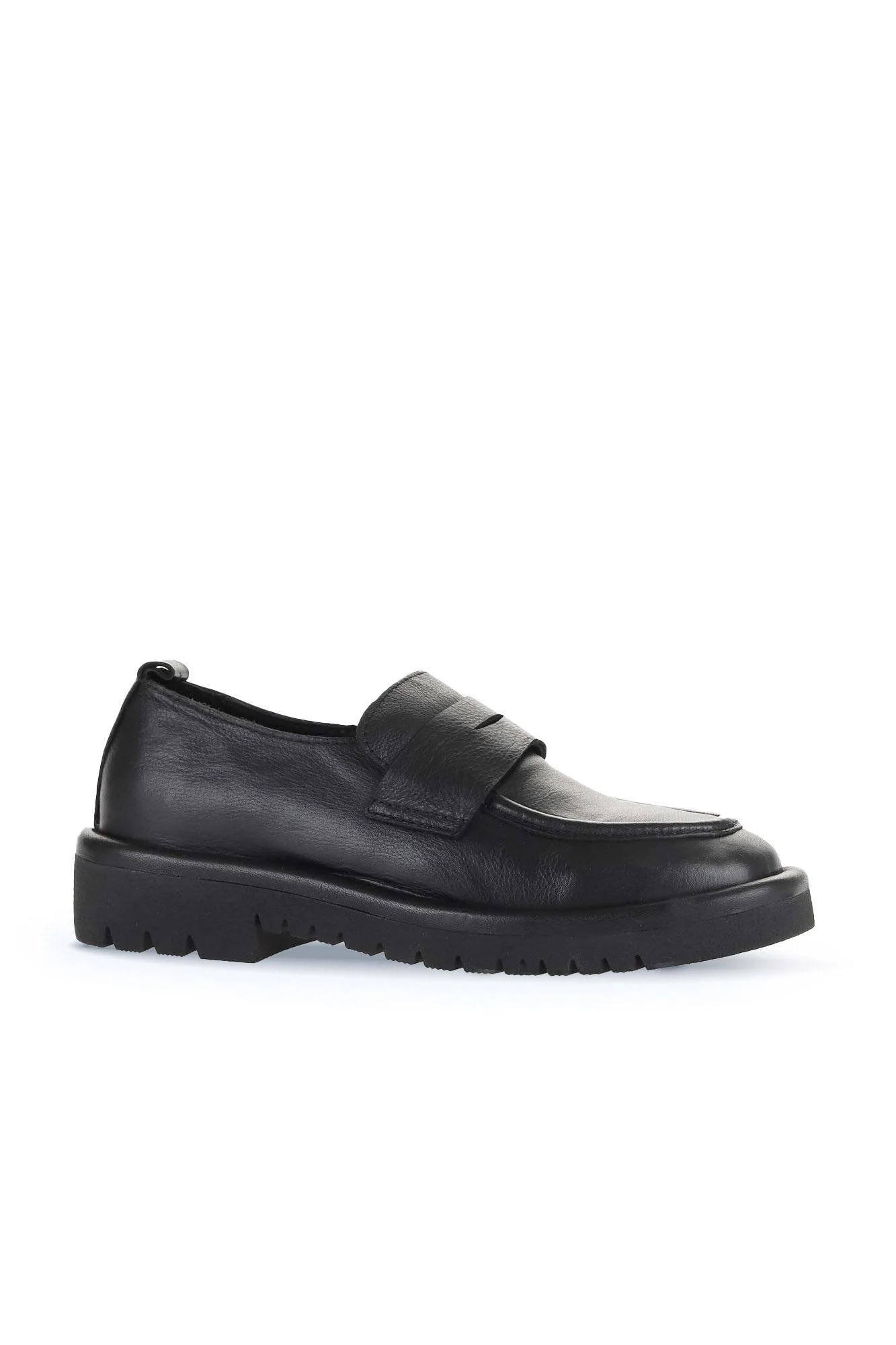 Siyah Deri Kadın Loafer