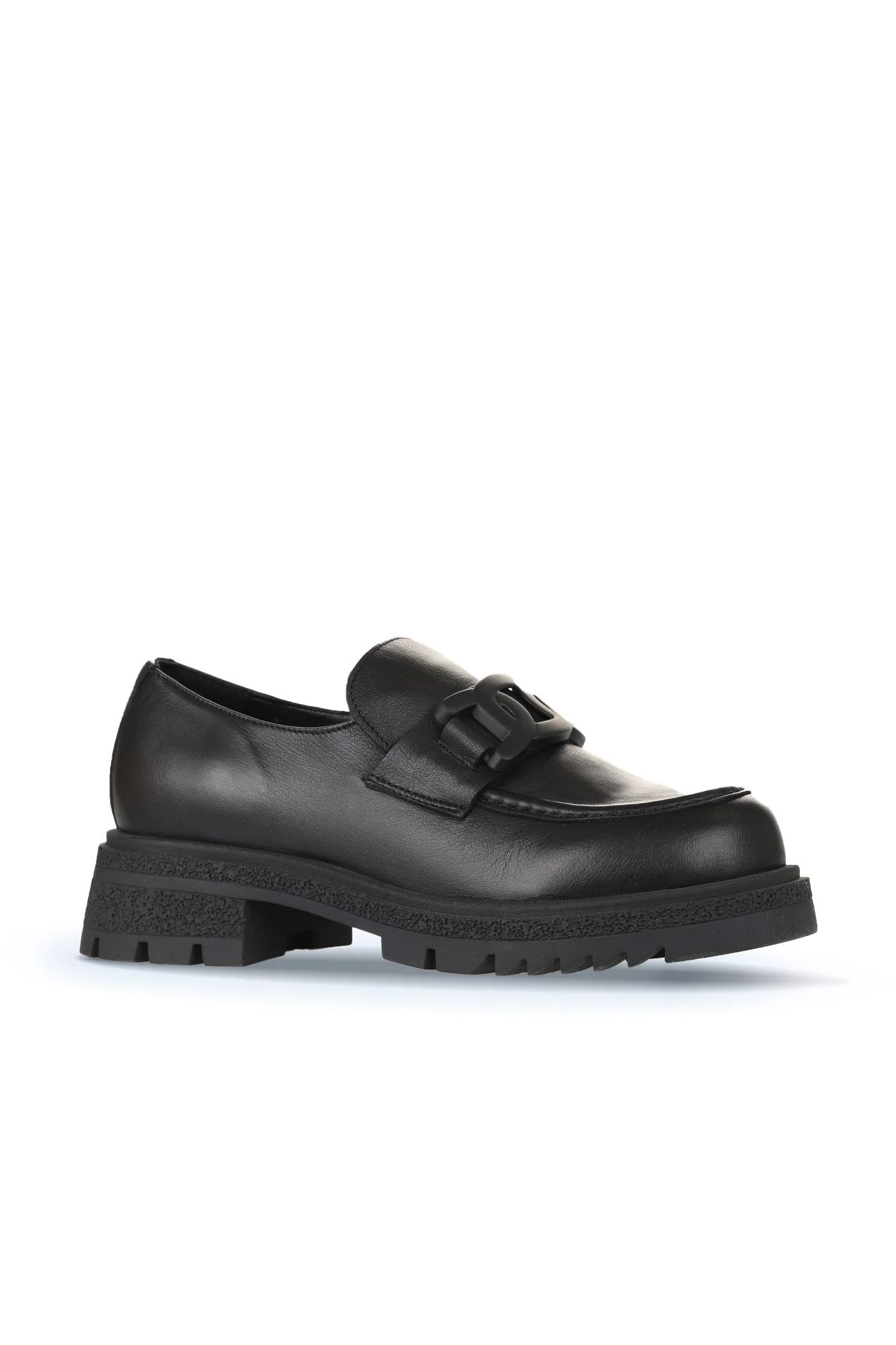 Siyah Deri Kadın Loafer