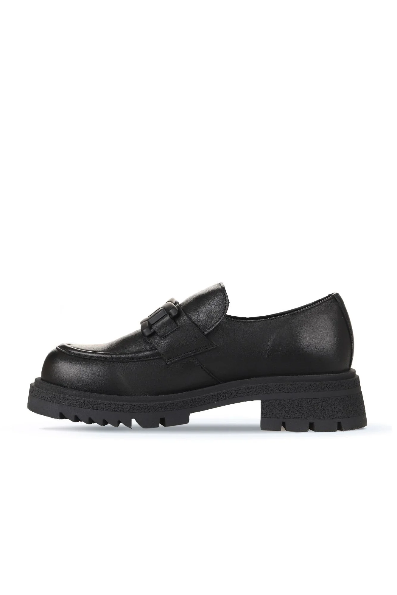 Siyah Deri Kadın Loafer