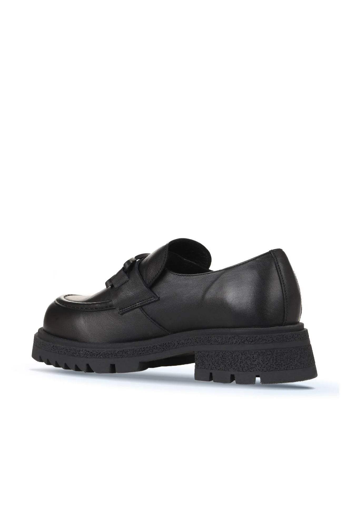 Siyah Deri Kadın Loafer