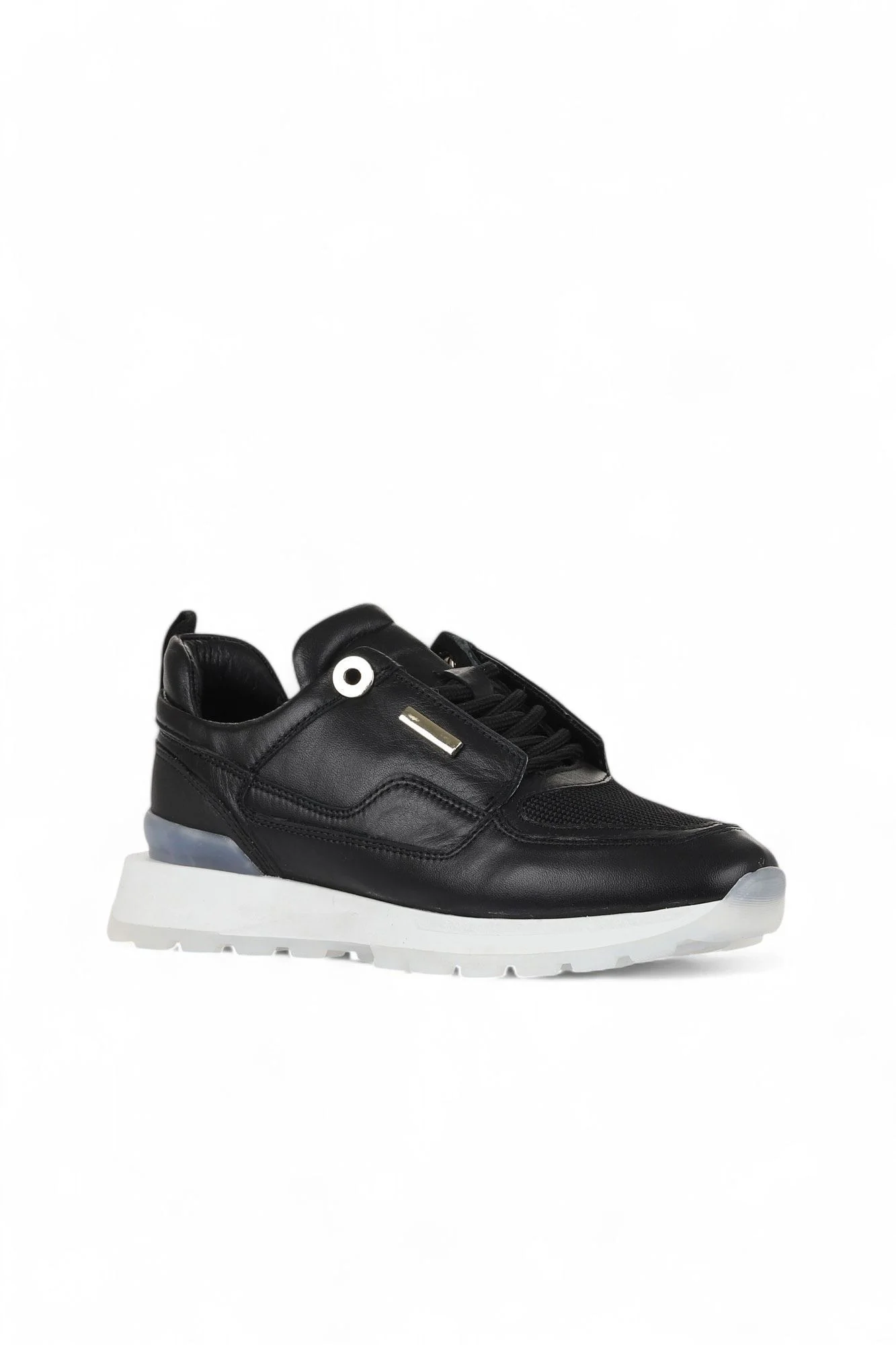 Siyah Deri Kadın Sneakers