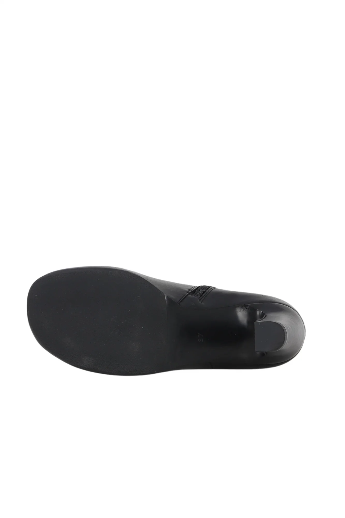Siyah Deri Kadın Topuklu Bot