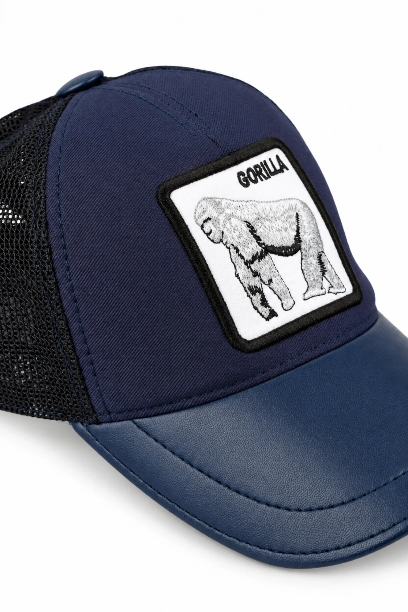 Siyah Deri-Kumaş-Gorilla Erkek Şapka