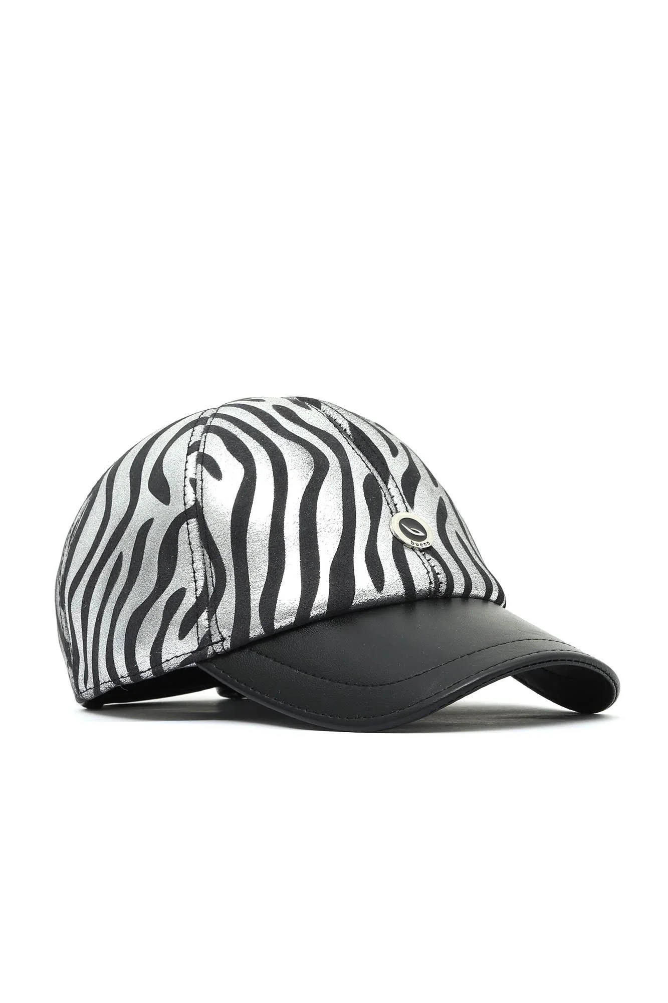 Siyah Deri-Zebra Deri Kadın Şapka