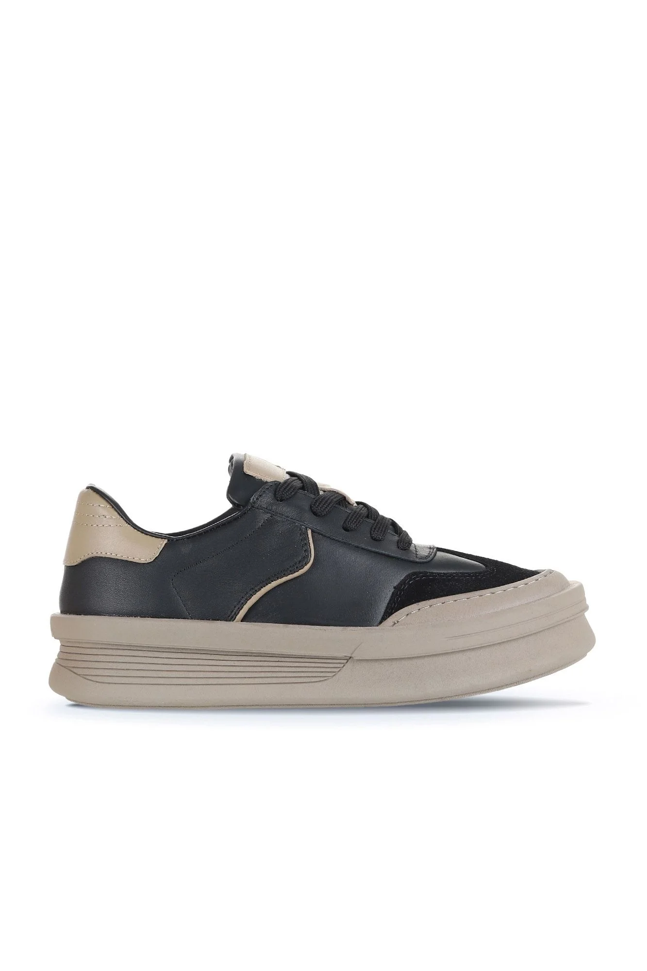 Siyah Süet-Deri Kadın Sneakers