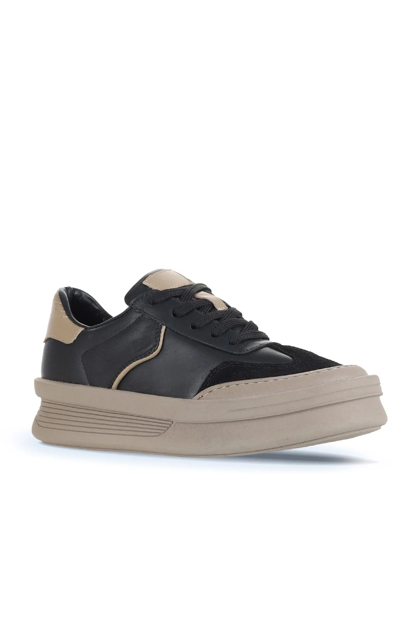 Siyah Süet-Deri Kadın Sneakers