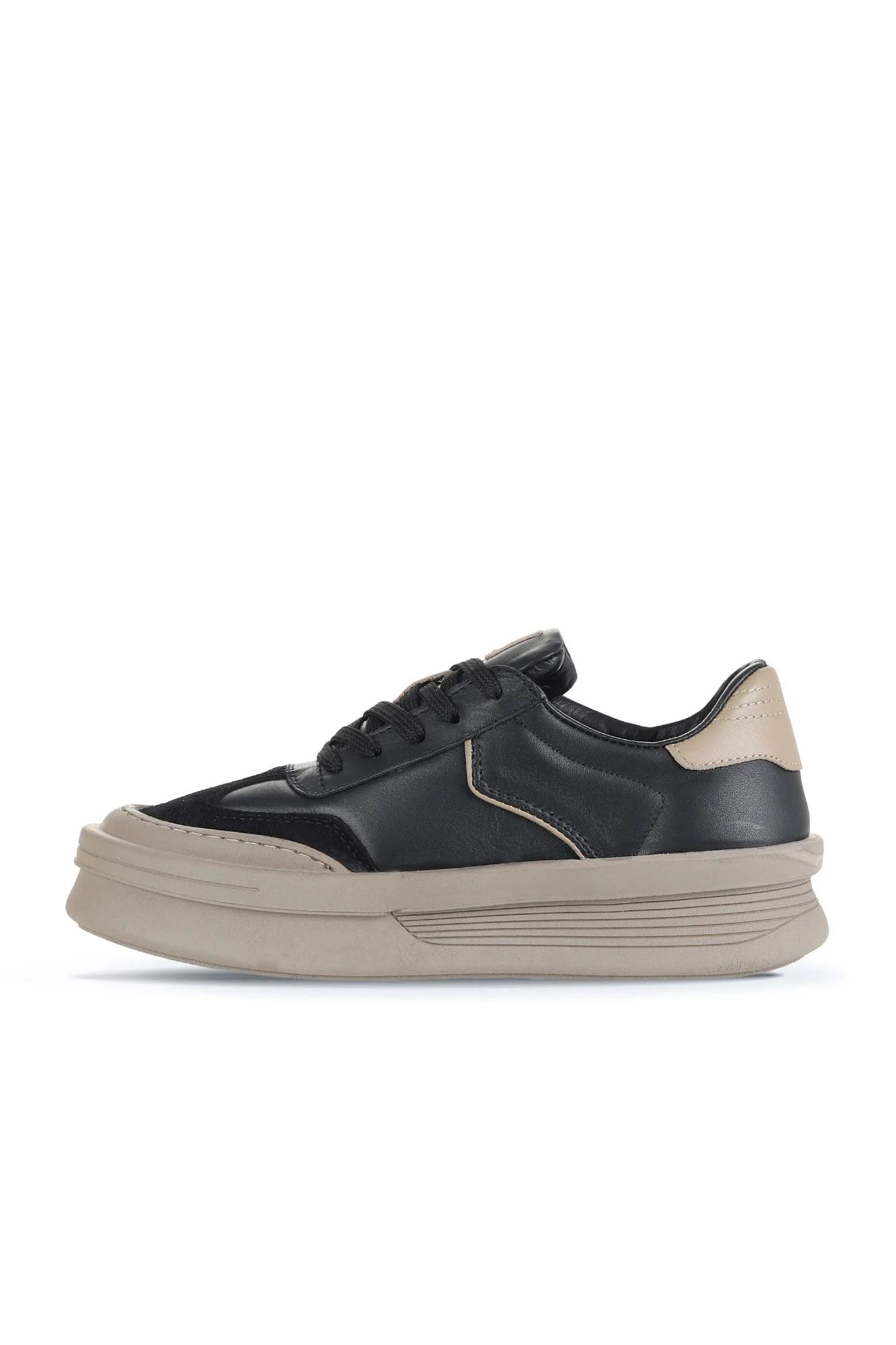 Siyah Süet-Deri Kadın Sneakers