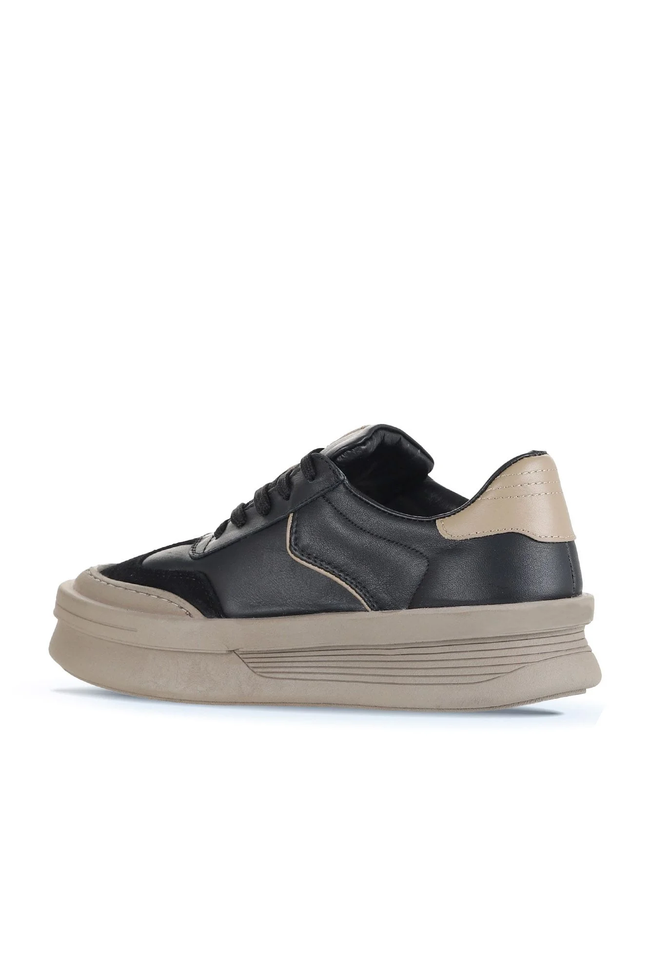 Siyah Süet-Deri Kadın Sneakers