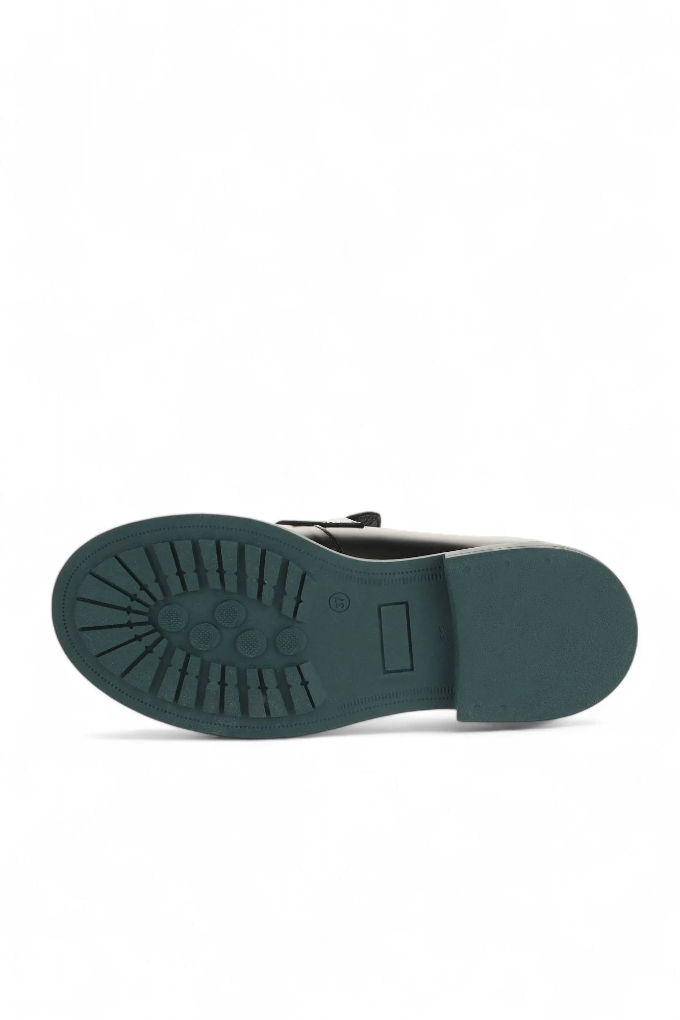 Siyah Yeşil Açma Deri Kadın Loafer