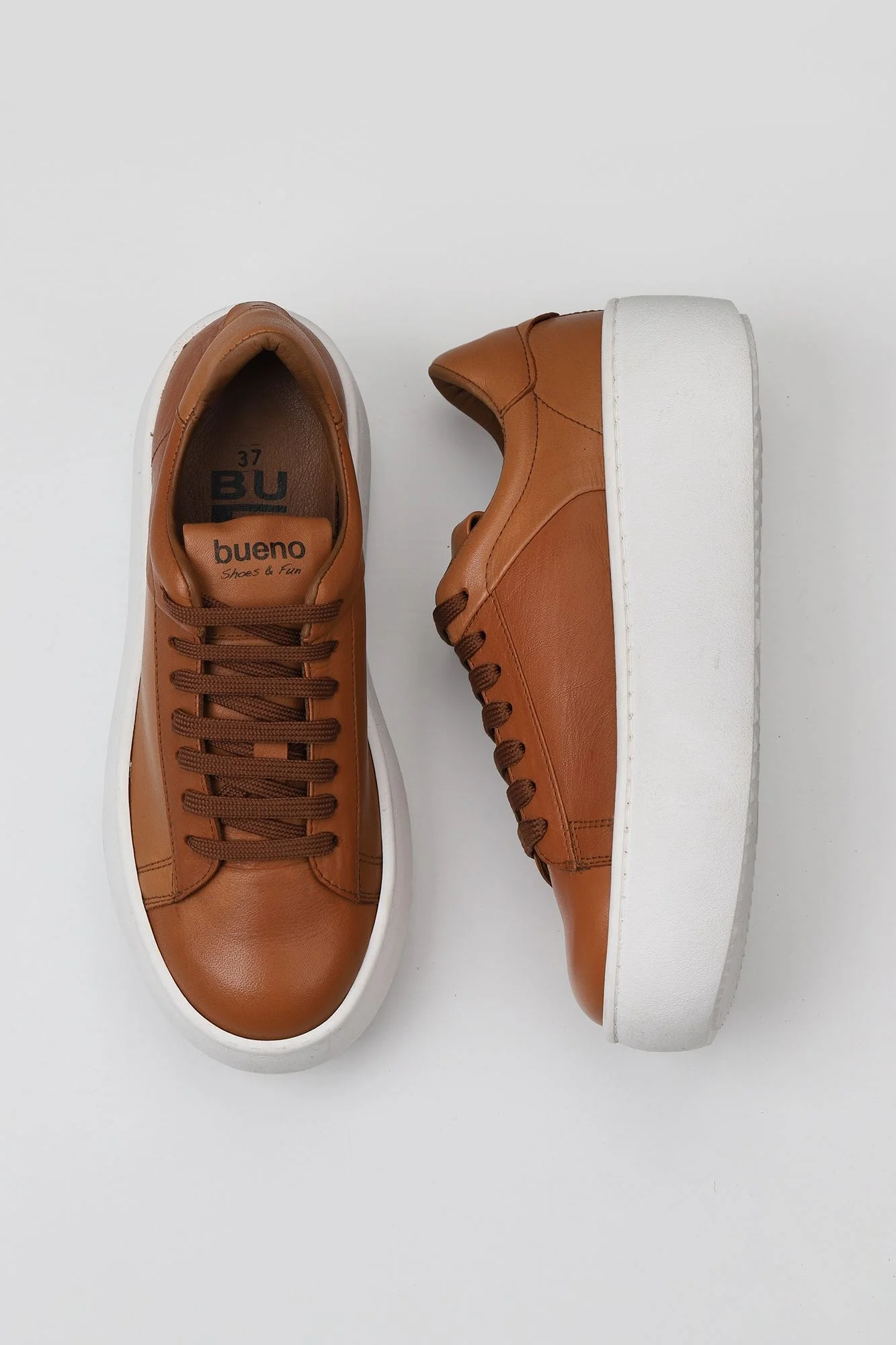 Taba Beyaz Deri Kadın Sneakers