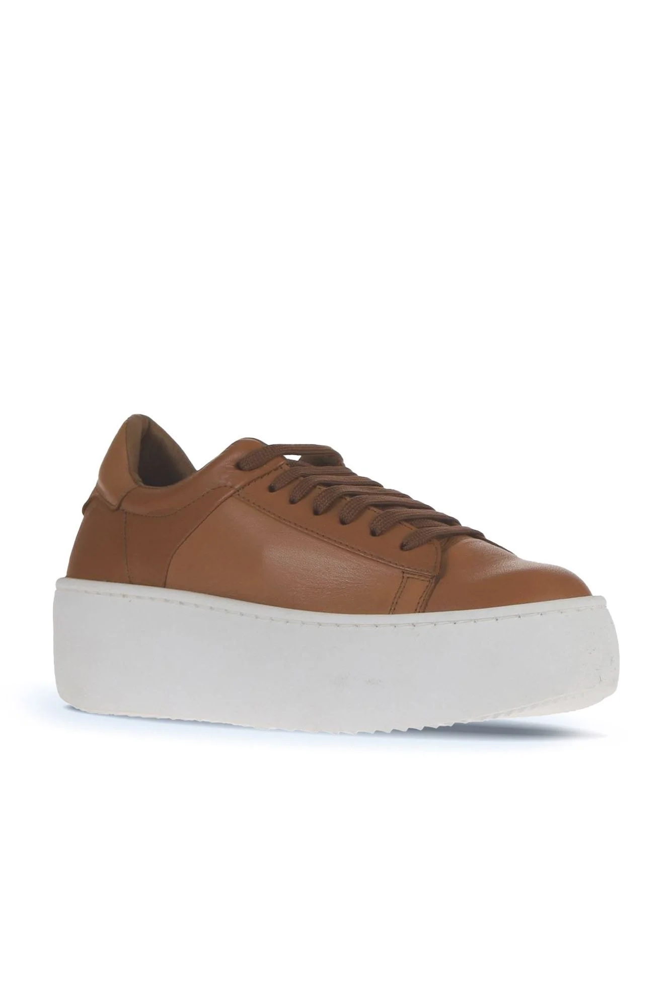 Taba Beyaz Deri Kadın Sneakers