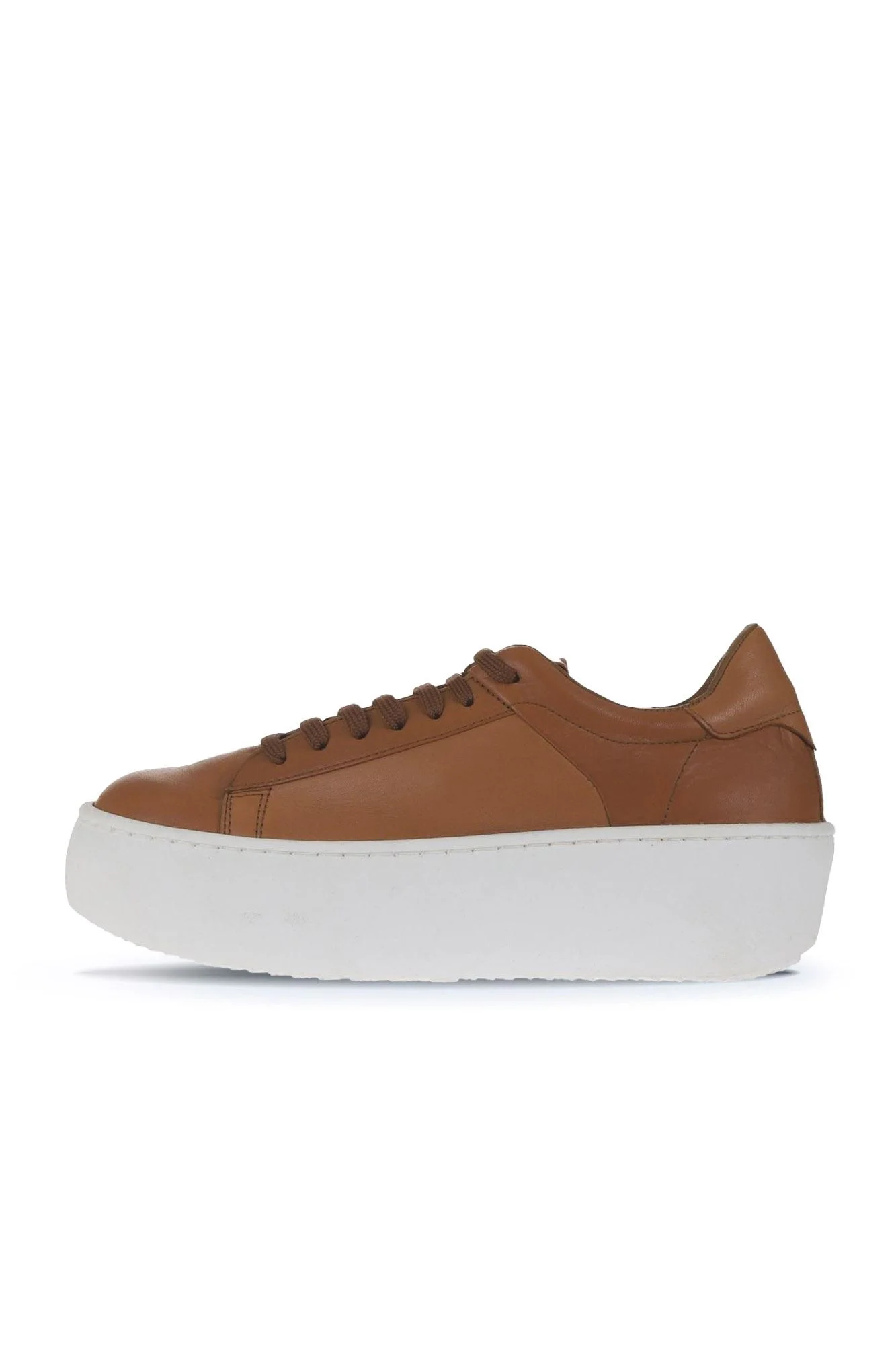 Taba Beyaz Deri Kadın Sneakers