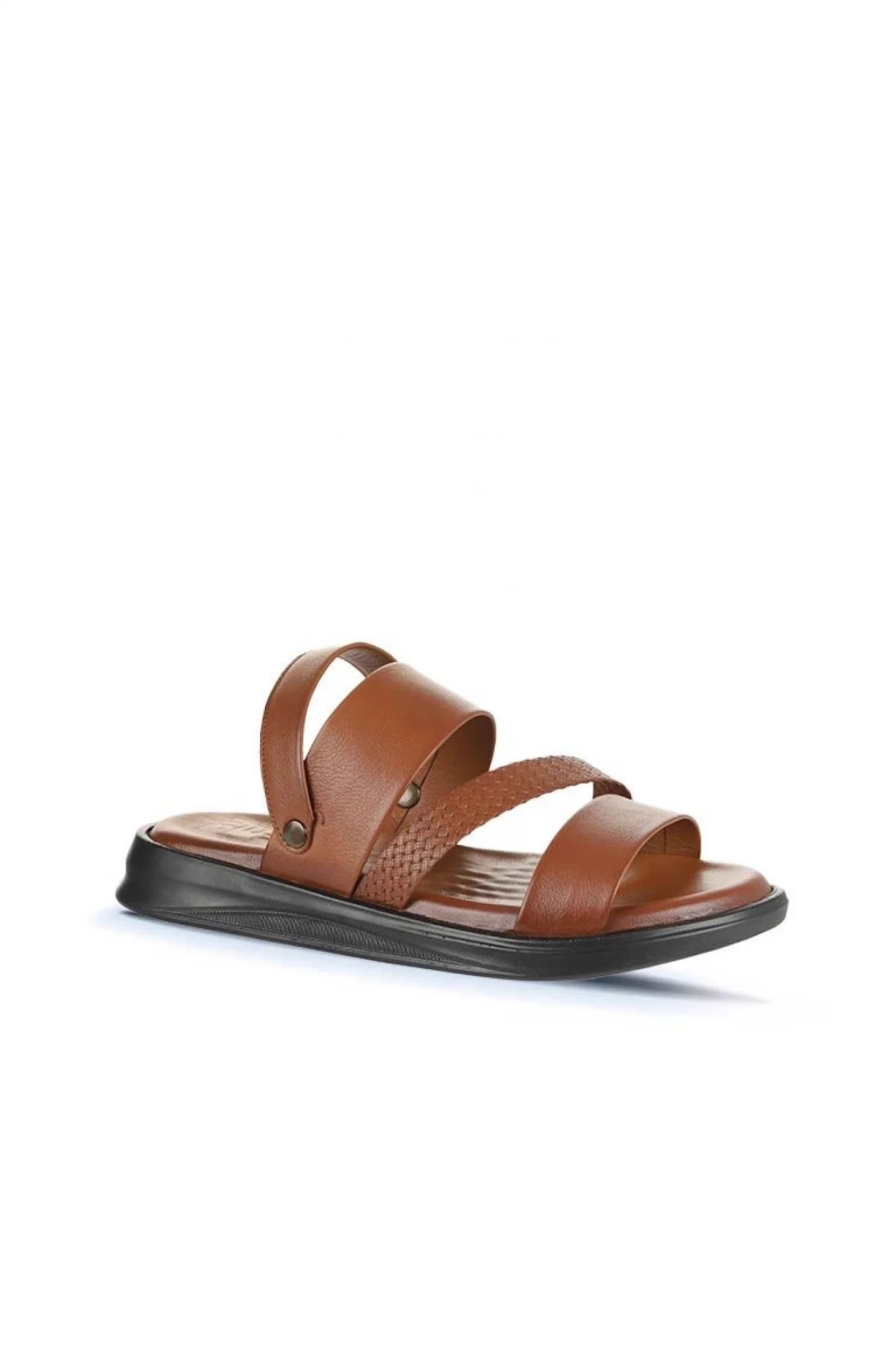 Taba Deri Erkek Düz Sandalet
