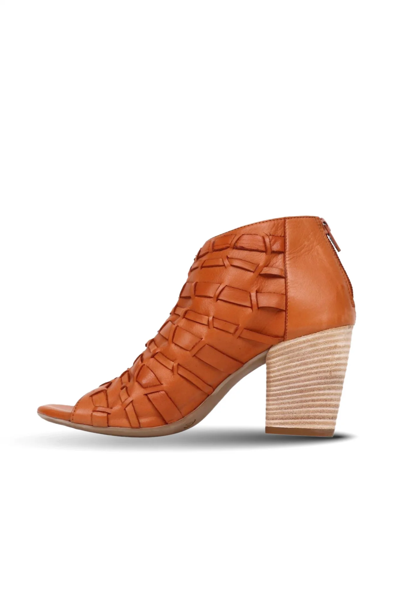 Taba Deri Kadın Topuklu Sandalet