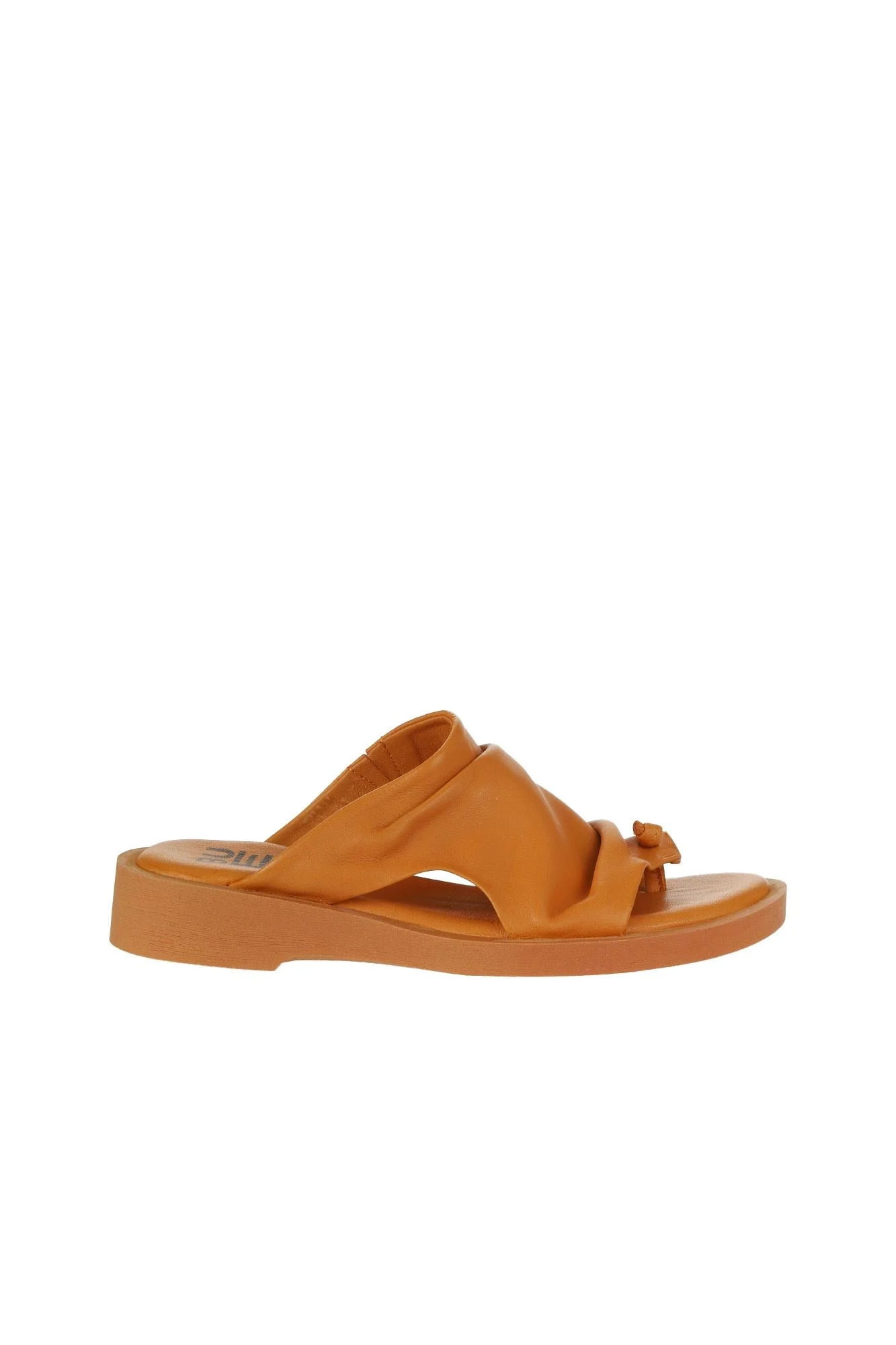 Turuncu Deri Kadın Düz Terlik