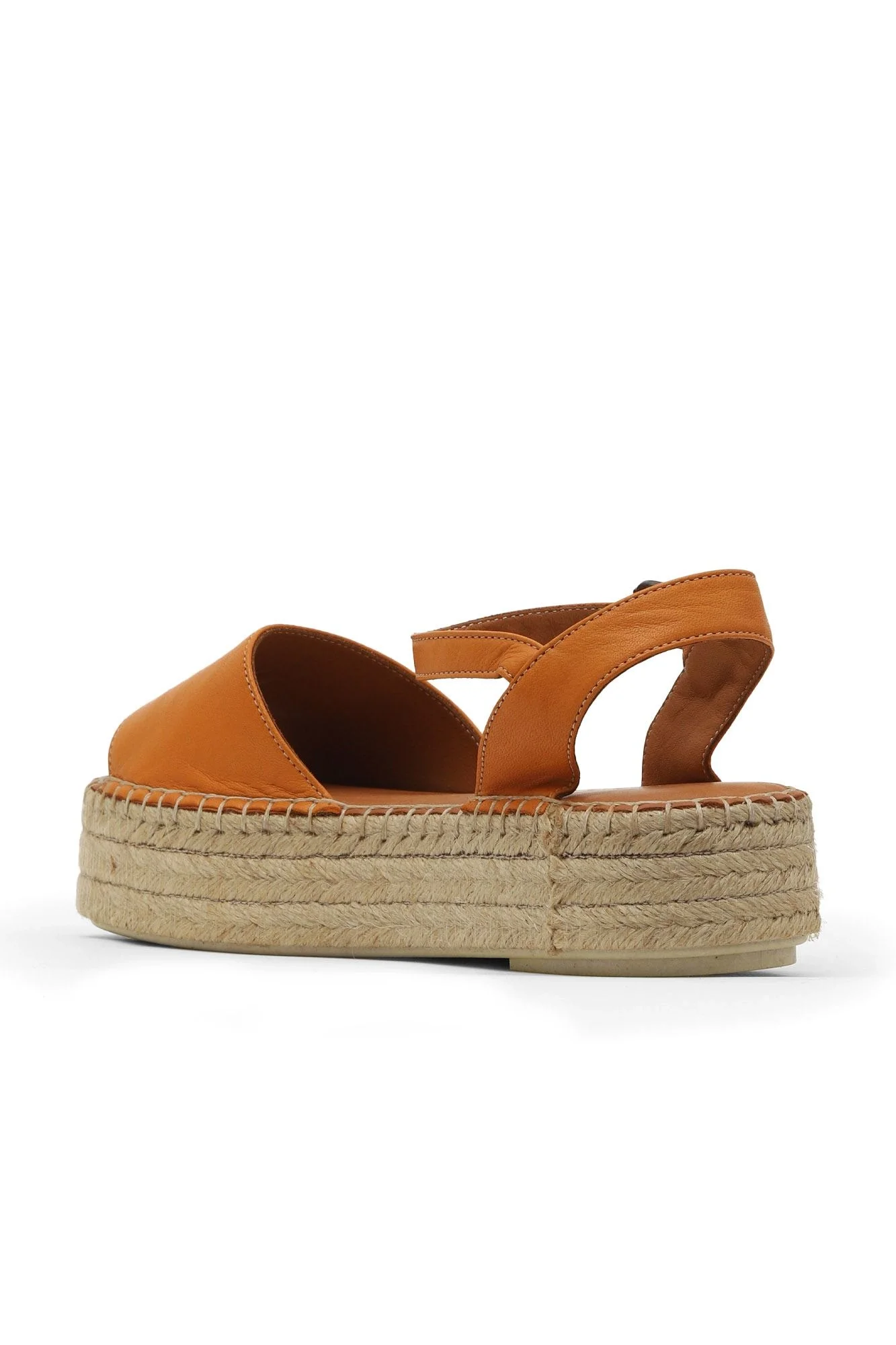 Turuncu Deri Kadın Espadril Sandalet
