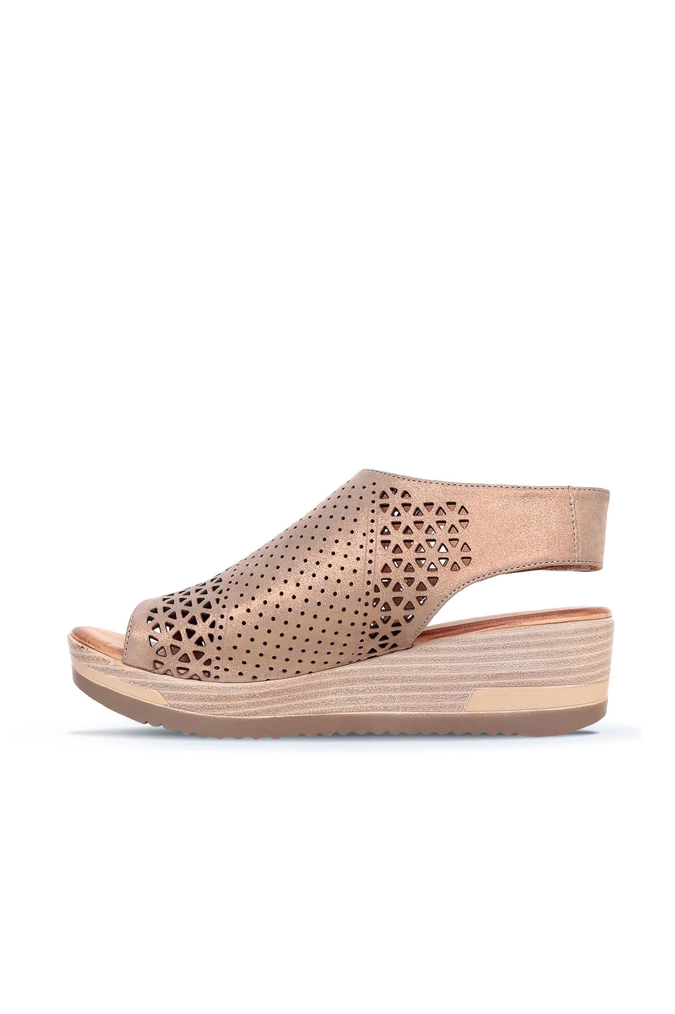 Vizon Deri Kadın Dolgu Topuklu Sandalet