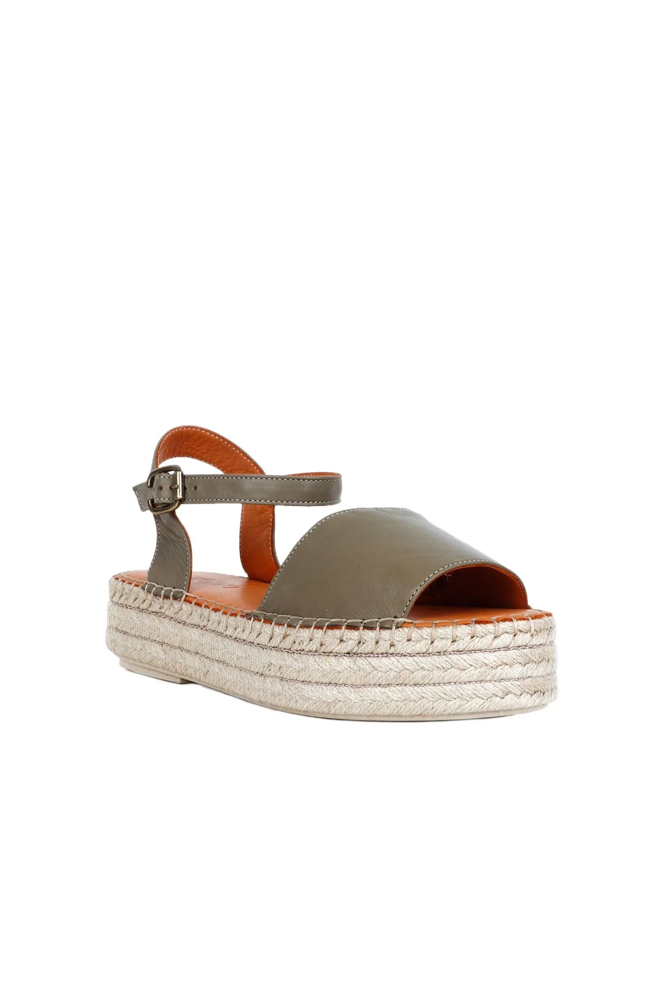 Yeşil Deri Kadın Espadril Sandalet