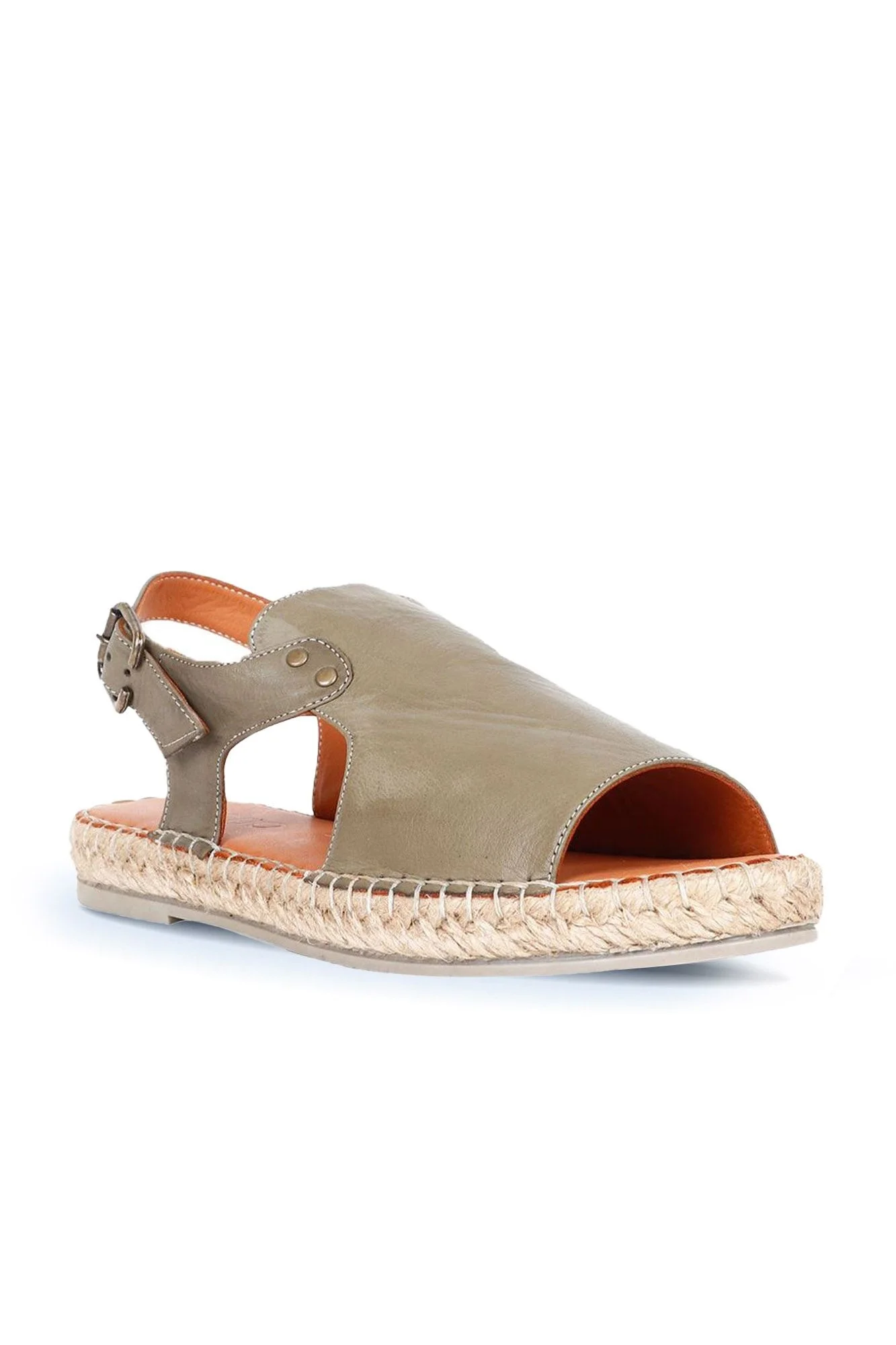 Yeşil Deri Kadın Espadril Sandalet