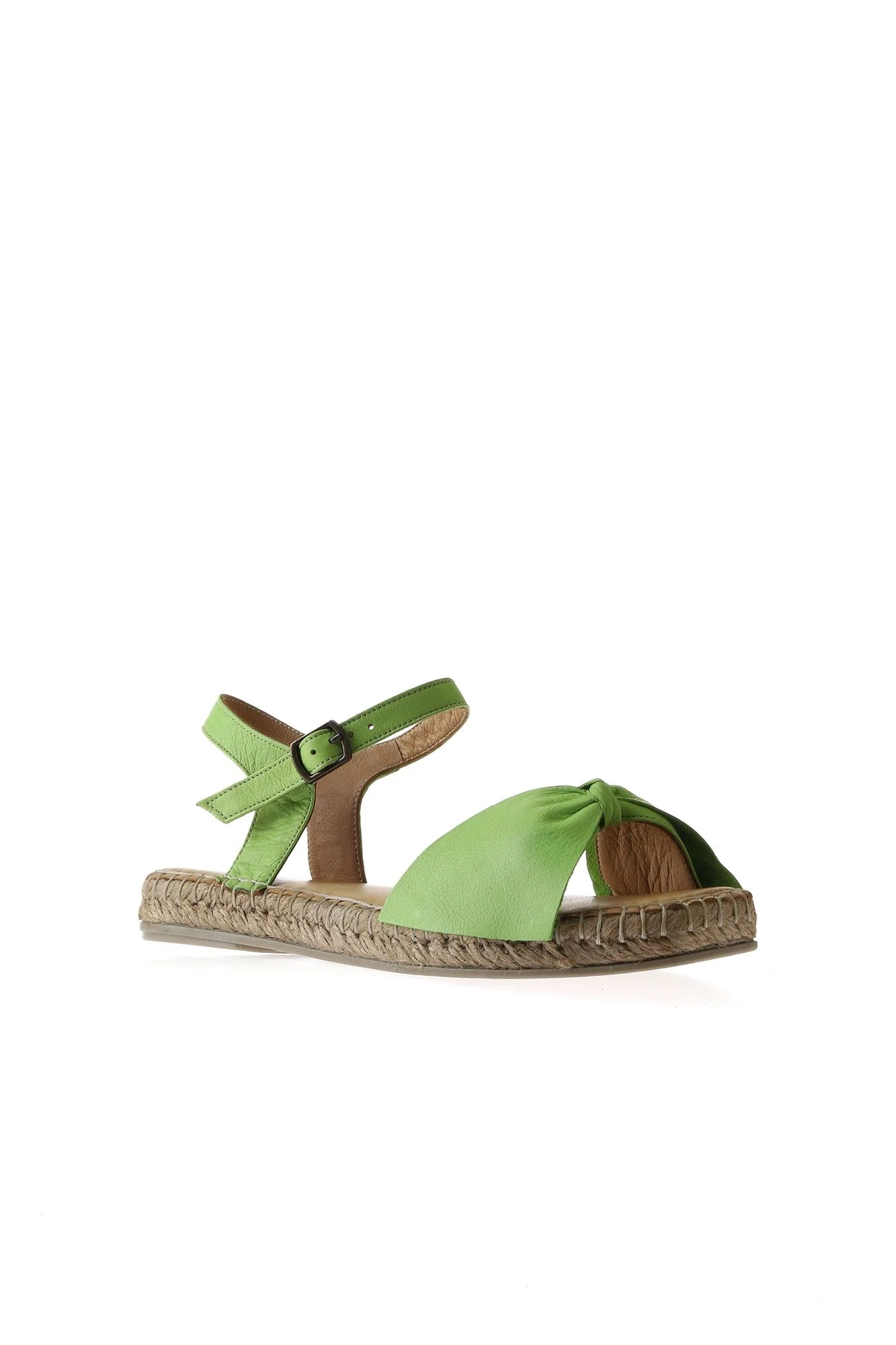 Yeşil Deri Kadın Espadril Sandalet