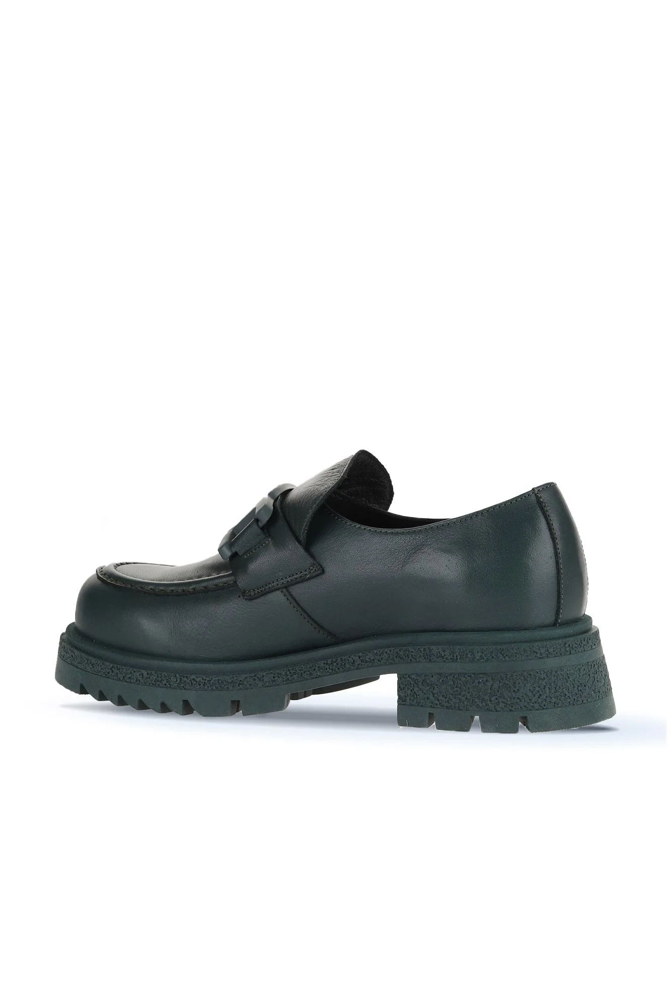 Yeşil Deri Kadın Loafer