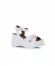 Beyaz Deri Kadın Dolgu Topuklu Sandalet