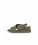 Haki Deri Kadın Dolgu Topuklu Sandalet