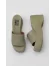 Haki Deri Kadın Dolgu Topuklu Terlik