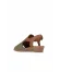 Haki Deri Kadın Düz Sandalet