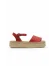 Kırmızı Deri Kadın Espadril Sandalet