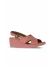 Pembe Deri Kadın Dolgu Topuklu Sandalet