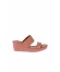 Pembe Deri Kadın Dolgu Topuklu Terlik