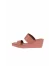 Pembe Deri Kadın Dolgu Topuklu Terlik