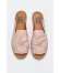 Pembe Deri Kadın Espadril Terlik