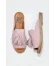 Pembe Deri Kadın Espadril Terlik
