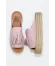 Pembe Deri Kadın Espadril Terlik
