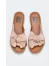 Pembe Deri Kadın Espadril Terlik