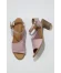 Pembe Deri Kadın Topuklu Sandalet