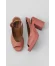 Pembe Deri Kadın Topuklu Sandalet