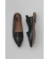 Siyah Deri Kadın Düz Babet