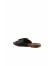 Siyah Deri Kadın Düz Terlik