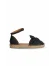 Siyah Deri Kadın Espadril Sandalet
